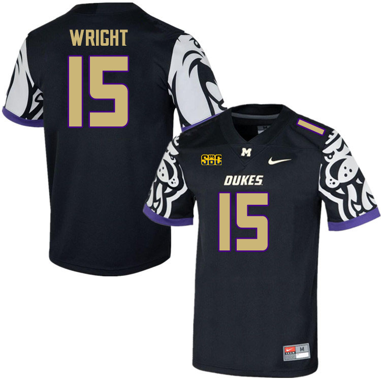 Men-Youth #15 Kyi Wright James Madison Dukes College Football Jerseys Stitched Sale-Black